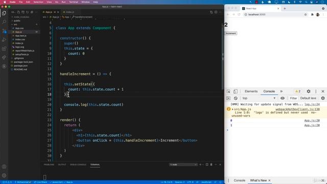 Asynchronous Nature of State in Class Based Components - React JS for the Absolute Beginner смотреть онлайн