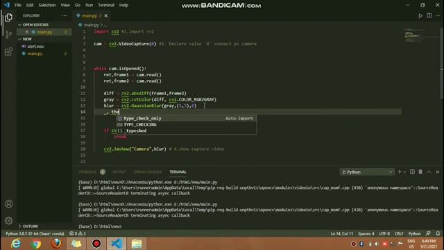 Object Detection using Opencv | Project in Python with Sound Alert, Opencv, Python Security Camera смотреть онлайн