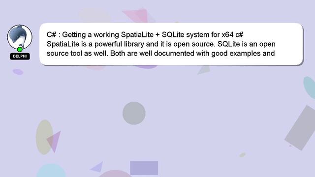 C# : Getting a working SpatiaLite + SQLite system for x64 c# смотреть онлайн
