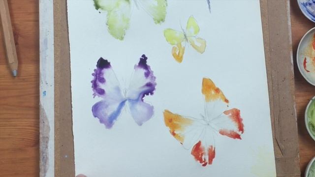 How to Paint Watercolor Butterflies - Easy Beginners Real Time Step by Step Painting Art Tutorial смотреть онлайн
