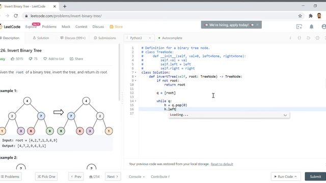 LeetCode 226: Invert Binary Tree: Python Easy смотреть онлайн