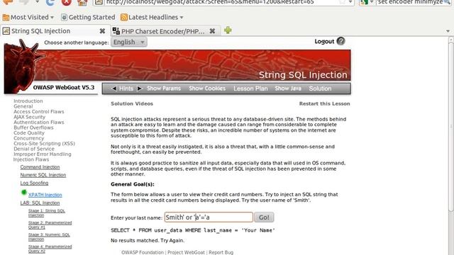 String SQL Injection смотреть онлайн