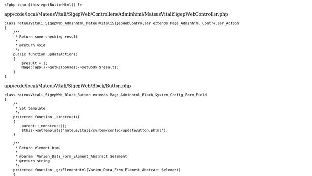 Magento: Button on Backend call method PHP смотреть онлайн