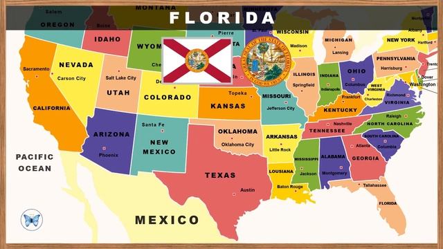 50 States Of The USA. Map With State Capitals, Flags, Seals, Largest Cities(with Photos)Geography#0