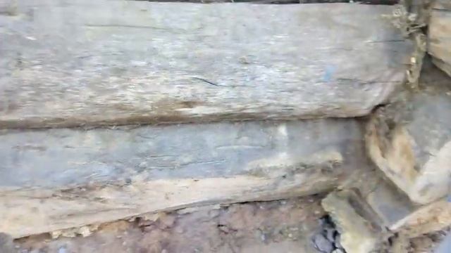 Замена нижнего бревна в срубе.