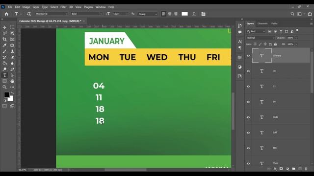 How to Make a 2022 Calendar Design in Photoshop CC 2022 смотреть онлайн
