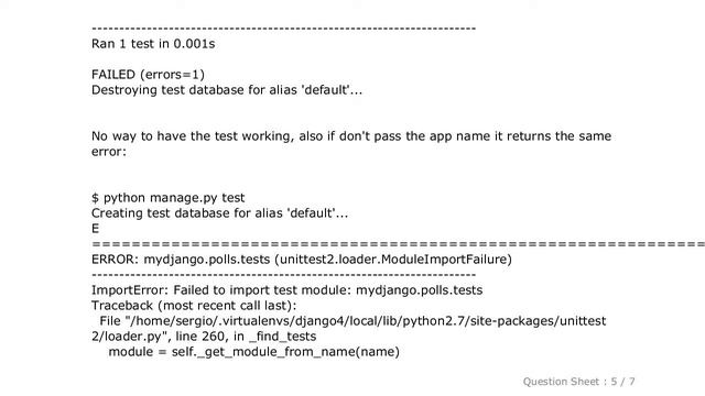 Django : Running django tutorial tests fail - No module named polls.tests смотреть онлайн