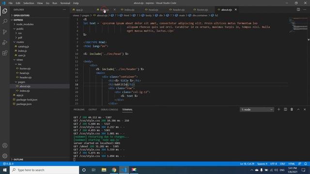 Основы Express.js - 5. Шаблонизаторы (на примере EJS) смотреть онлайн