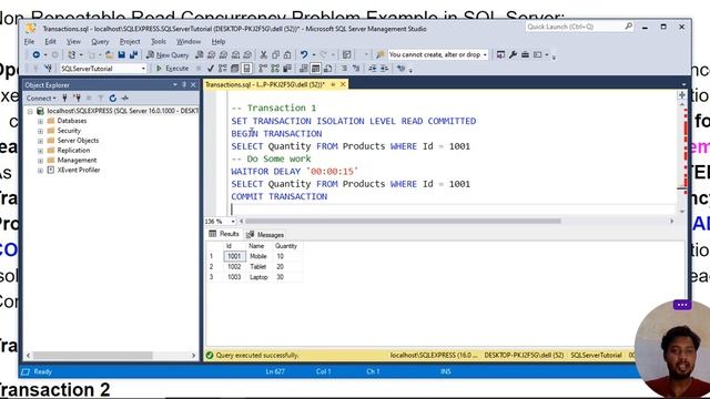 Non Repeatable Concurrency Problem in SQL Server #ssms #sql #techyatra смотреть онлайн