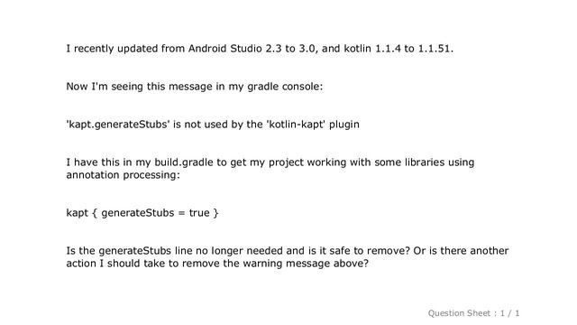 Android : 'kapt.generateStubs' is not used by the 'kotlin-kapt' plugin смотреть онлайн