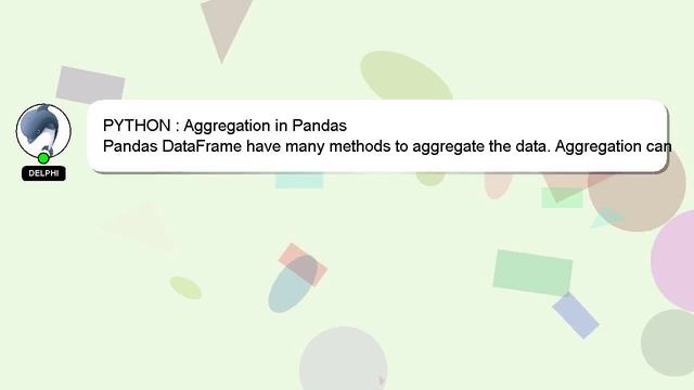 PYTHON : Aggregation in Pandas смотреть онлайн