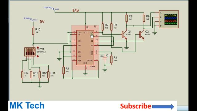 TL494 PWM Circuit on Proteus Simulation смотреть онлайн