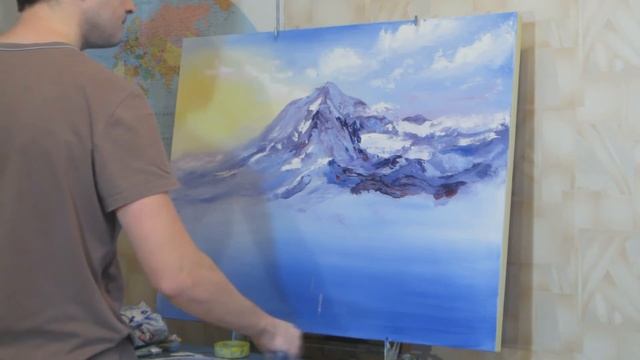 Пишем маслом снежные горы! #Vitali Oil Painting смотреть онлайн