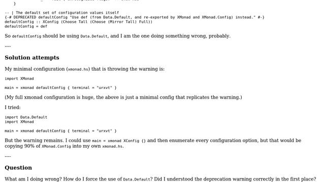 Unix & Linux: Xmonad defaults deprecation: what is the future proof configuration? смотреть онлайн