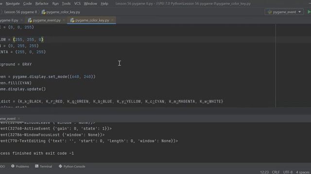 Lesson 56 pygame Event Color Key. Python Programming. смотреть онлайн