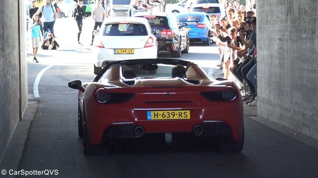 Ferrari 488 GTB (Akrapovic) - Start Up, Accelerations, Revs and Powerslides in the rain!! смотреть онлайн