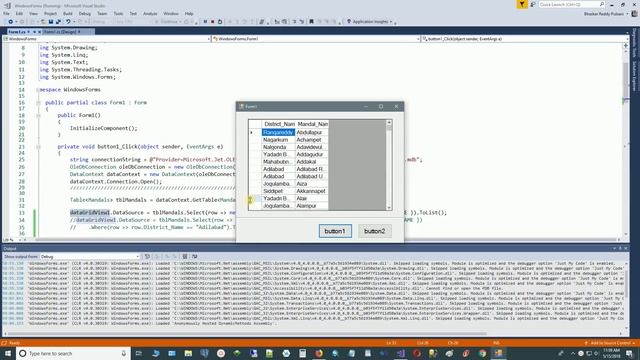 CSharp - WindowsForms - LINQ - Query table with where clause and load data to DataGridView смотреть онлайн