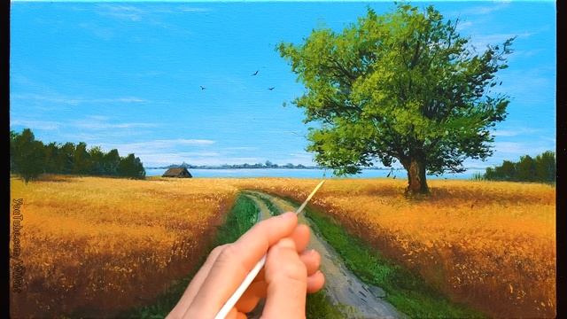 Аcrylic Landscape Painting - The road in the rye / Satisfying Art / Easy Drawing For Beginners смотреть онлайн