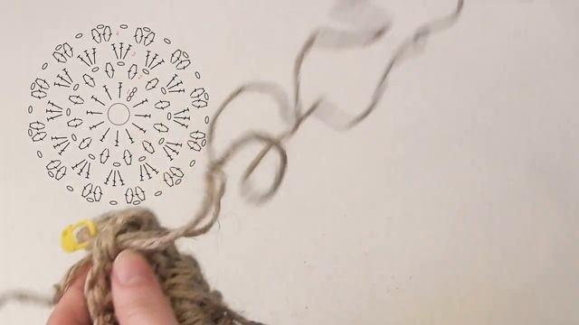 Салфетка из джута крючком со СХЕМОЙ  / #МК салфетка из джута очень подробно попетельно