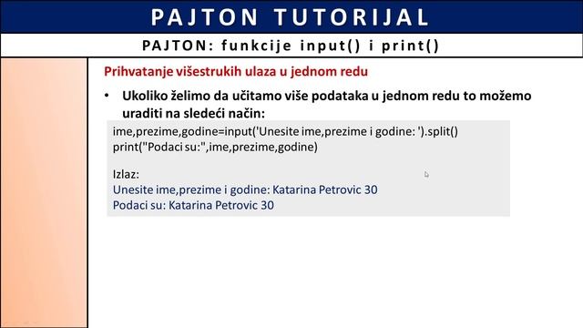 Pajton programiranje - Naredbe input i print - input and print commands смотреть онлайн