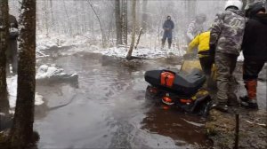 Зимний квадро тур по бездорожью на квадроциклах 4x4 Off-road Can Am BRP