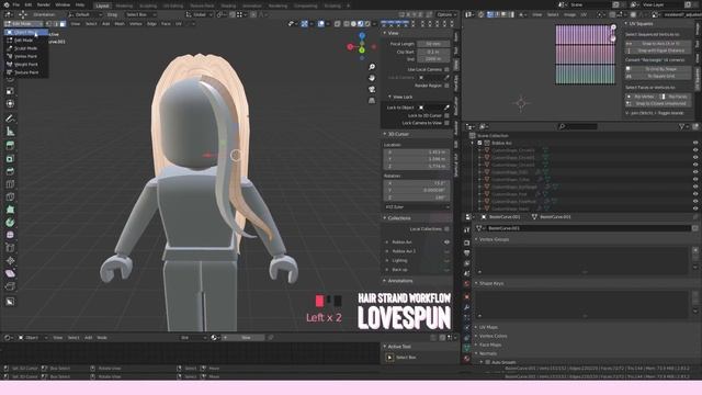 Lovespun - Roblox Hair Strand Workflow - Blender Curves смотреть онлайн