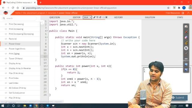 Calculate Power (x,n) using Recursion - Solution | Recursion in JAVA смотреть онлайн
