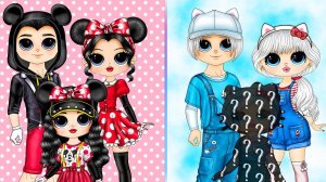 Семья Минни и Микки Маус vs семья Хэллоу Китти - Бумажные Куклы и Сюрпризы