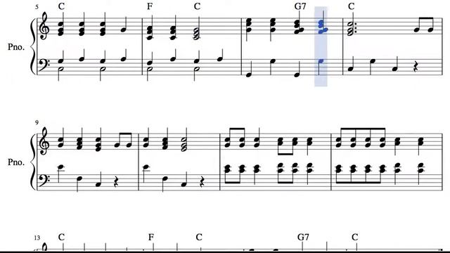 Old Mc Donald Had a Farm Sheet Music for Piano in C major with chords смотреть онлайн