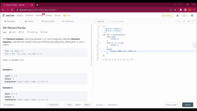 509. Fibonacci Number with JavaScript | Leetcode With JavaScript #leetcode #youtube #javascript смотреть онлайн
