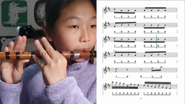 G key dizi practice with video score(number+staff notation)---flute site:http://www.diziflute.com смотреть онлайн