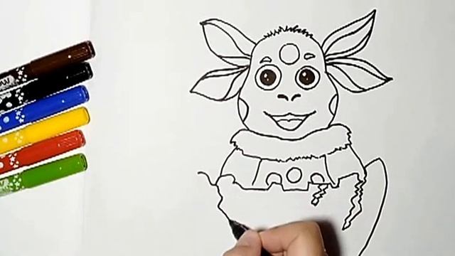 Рисуем Лунтика. Учим цвета. Раскраска. смотреть онлайн