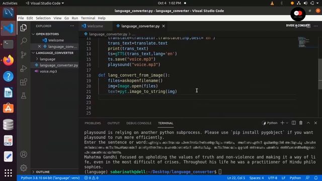 Python Language Translator | Divide & Conquer | Python | Sabarinath смотреть онлайн