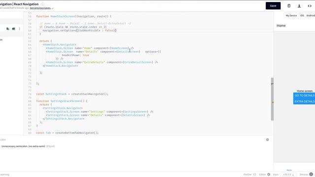 React native hide tabBarVisible in some screens смотреть онлайн