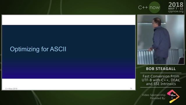 C++Now 2018: Bob Steagall “Fast Conversion From UTF-8 with C++, DFAs, and SSE Intrinsics” смотреть онлайн