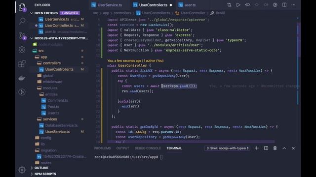Node JS with Typescript TypeORM Mysql (Controller & Service ) #12 смотреть онлайн