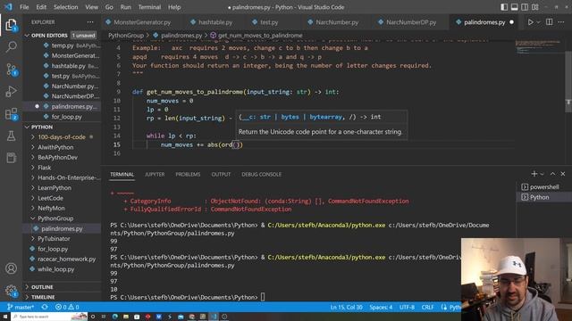 Number of moves to change a string into a palindrome | Python Facebook Group Coding Exercise смотреть онлайн