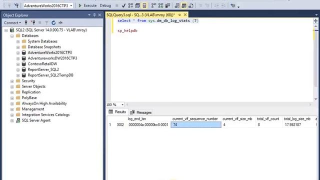 SQL Server 2017 New DMV dm db log stats смотреть онлайн