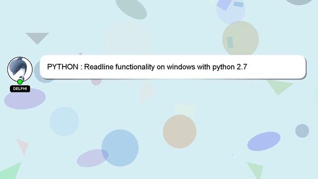 PYTHON : Readline functionality on windows with python 2.7 смотреть онлайн