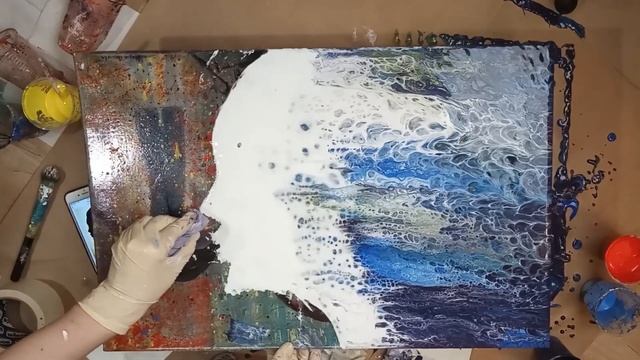 Создание красивой картины с помощью техники акриловая заливка. смотреть онлайн