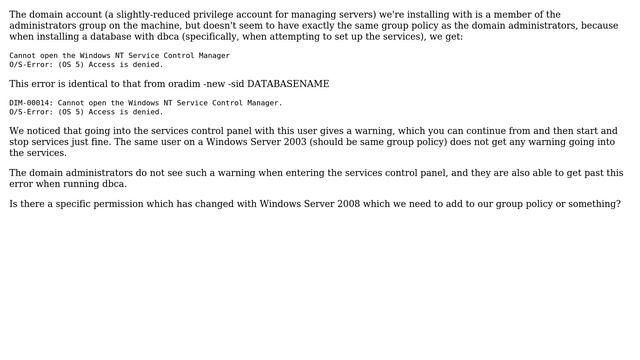 Oracle 11g dbca on Windows Server 2008 failing with error about services - needs some more... смотреть онлайн