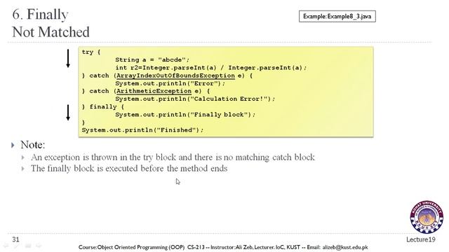 Lecture 19-V3- Object Oriented Programming - Exceptions and Exception Handling in Java смотреть онлайн