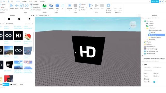 как настроить HD admin в роблокс студио смотреть онлайн
