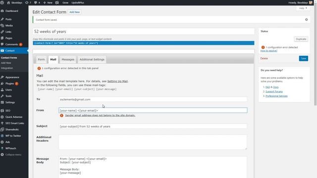 Contact Form 7 Issue - Incredibly SIMPLE fix for invalid mailbox syntax смотреть онлайн