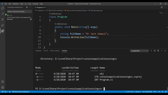 Console Application using C# .NET Core in Visual Studio Code смотреть онлайн