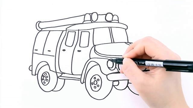 Как нарисовать пожарную машину / Мультик раскраска для детей / Раскрась Ка смотреть онлайн