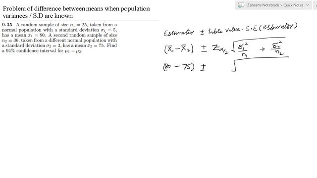 Interval estimation of difference between two means when population variances are known смотреть онлайн