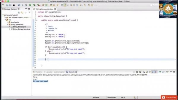 Sting JAVA Tutorial Part 2  ||  String equals || Sting Compare || String Matches