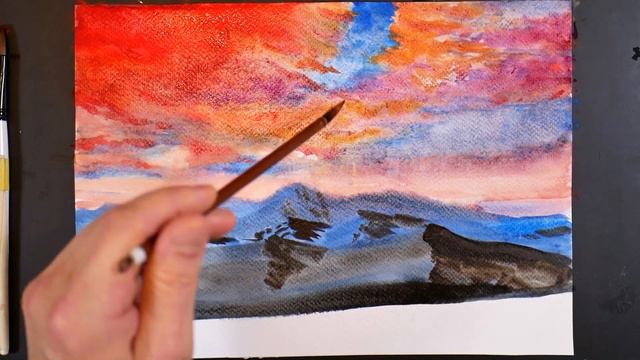 демо акварель зимний горный пейзаж ART PAINTING смотреть онлайн