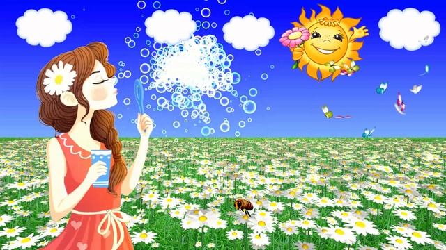 Красивый летний футаж Девочка с мыльными пузырями смотреть онлайн